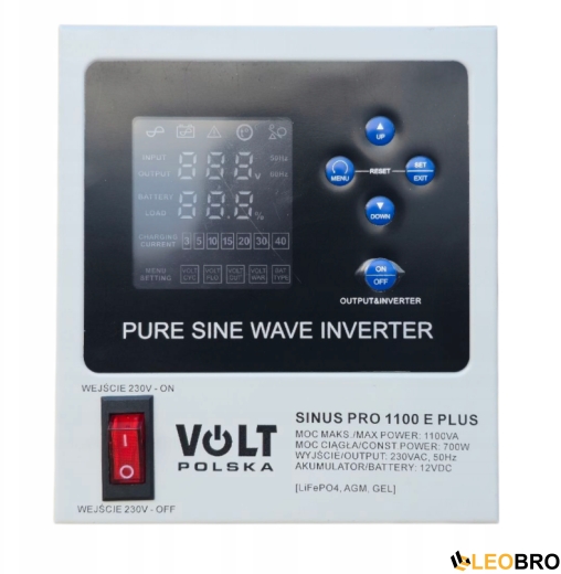 Комплект Volt Polska SINUS PRO 1100 E PLUS 12/230V 800/1200 + Акумулятор AGM 12V 100 Ah - 3