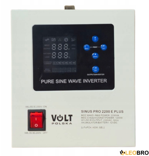 Комплект Volt Polska SINUS PRO 2200 E PLUS 12/230V 1200/2200W + Акумулятор 4SUN MAXX GEL 120Ah 12V   - 3