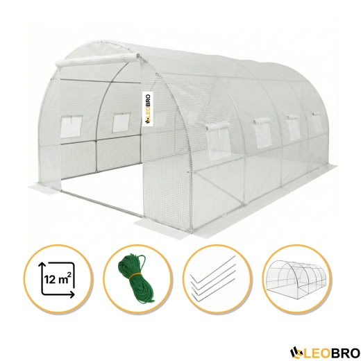 Велика теплиця парник 3 на 4 м LEOBRO Біла армована (LB-G104-WHT) - 1