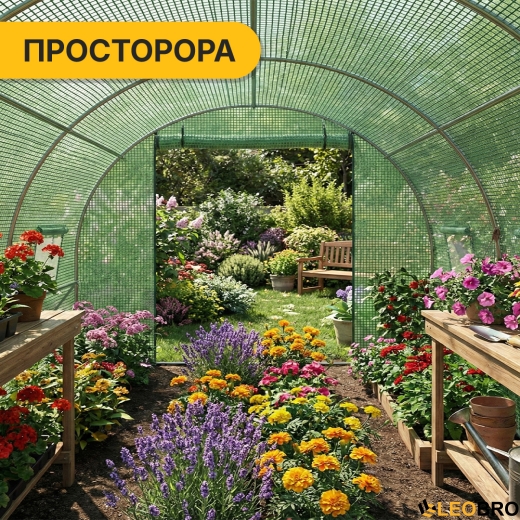 Садова теплиця парник LEOBRO Garden 18м2 Green (LB-G105-GRN) - 8