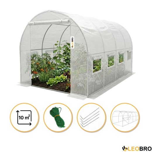 Усиленная садовая теплица парник LEOBRO Garden 10м2 White (LB-G106-WHT) - 1