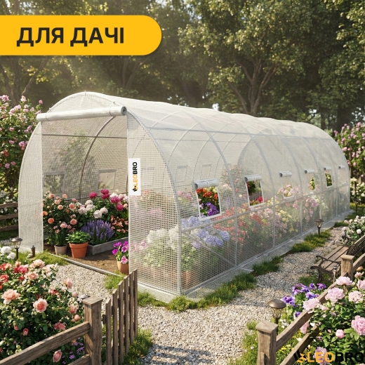 Посилена садова теплиця парник LEOBRO Garden 18м2 White (LB-G107-WHT) - 7