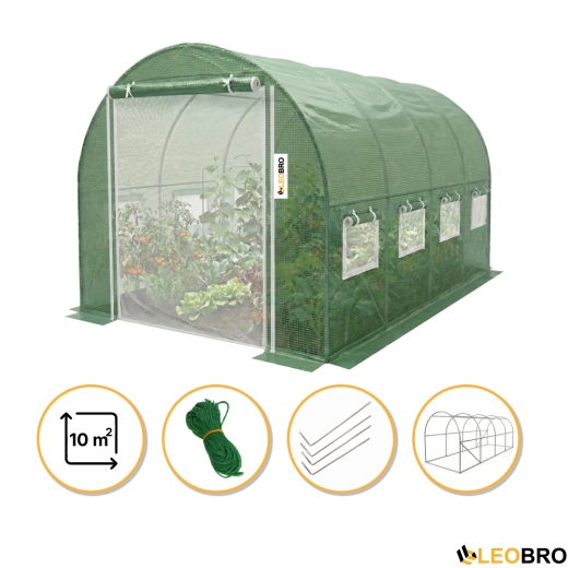 Садова теплиця парник LEOBRO Garden 10м2 Green Mosquito Door (LB-G109-GRN) - 1
