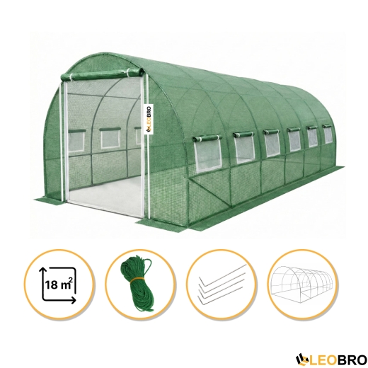 Садова теплиця парник LEOBRO Garden 18м2 Green Mosquito Door (LB-G110-GRN) - 1