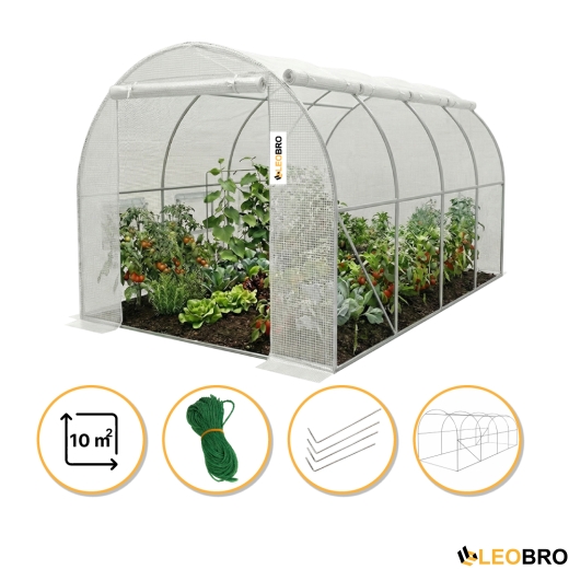 Садова теплиця парник LEOBRO Garden 10м2 White MultiDoor (LB-G112-WHT) - 1