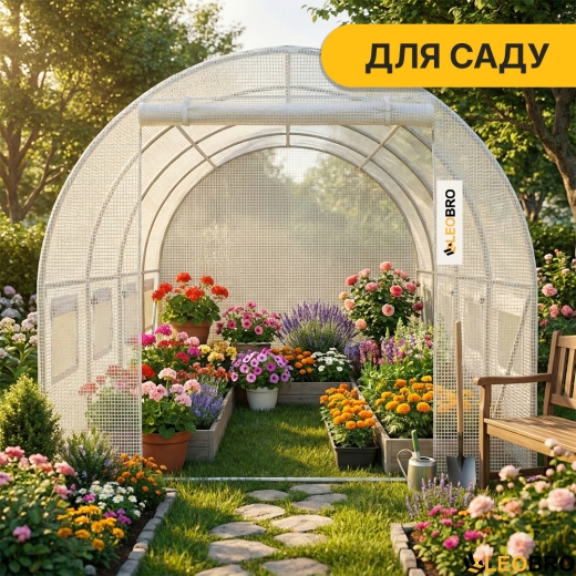 Садова теплиця парник LEOBRO Garden 10м2 White MultiDoor (LB-G112-WHT) - 5