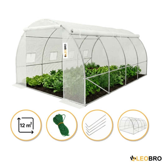 Садова теплиця парник LEOBRO Garden 12м2 White MultiDoor (LB-G113-WHT) - 1