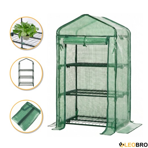 Стеллаж-теплица LEOBRO 125х69х49 см на 3 полки Green (LB-G116) - 1