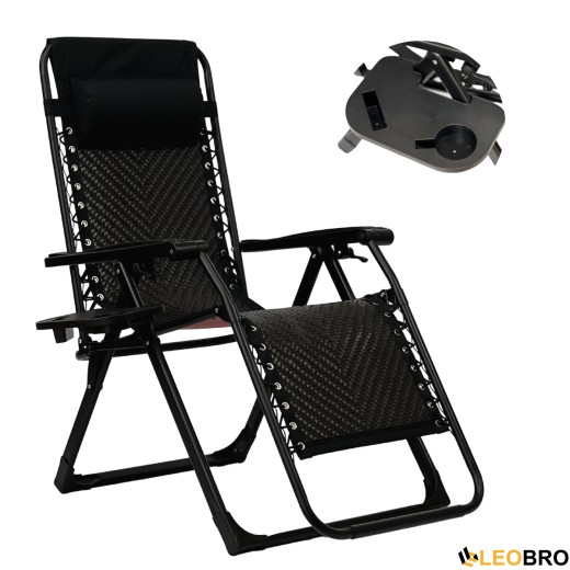 Раскладное кресло шезлонг LEOBRO Zero Gravity Premium Brown Rattan (LB-ZGC-G2-RB) - 2