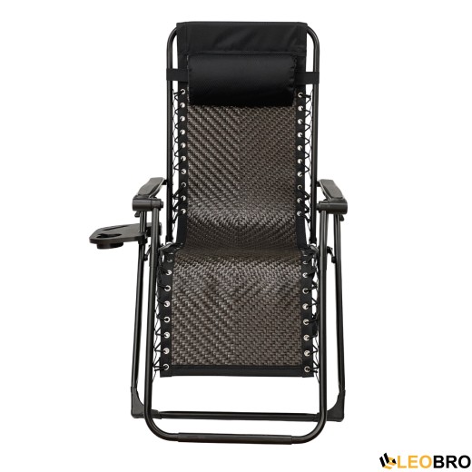 Раскладное кресло шезлонг LEOBRO Zero Gravity Premium Brown Rattan (LB-ZGC-G2-RB) - 3