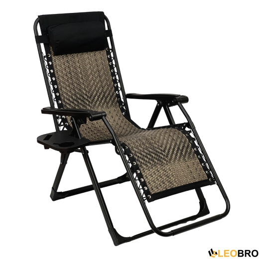 Раскладное кресло шезлонг LEOBRO Zero Gravity Premium Grey Rattan (LB-ZGC-G2-RG) - 2