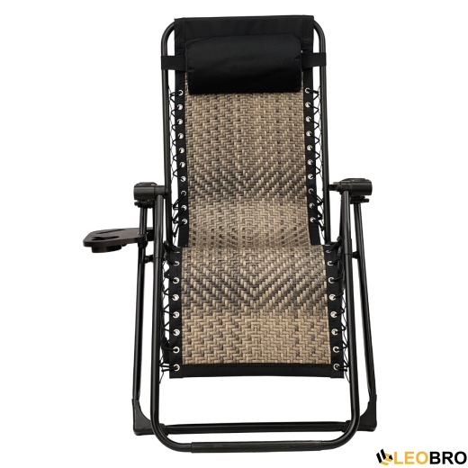 Раскладное кресло шезлонг LEOBRO Zero Gravity Premium Grey Rattan (LB-ZGC-G2-RG) - 4
