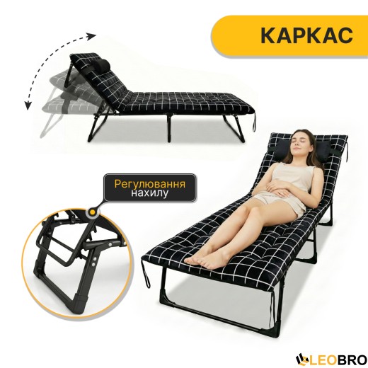 Раскладная кровать (раскладушка) с бархатным матрасом и подушкой LEOBRO (LB-FB-A3-PAT) - 3