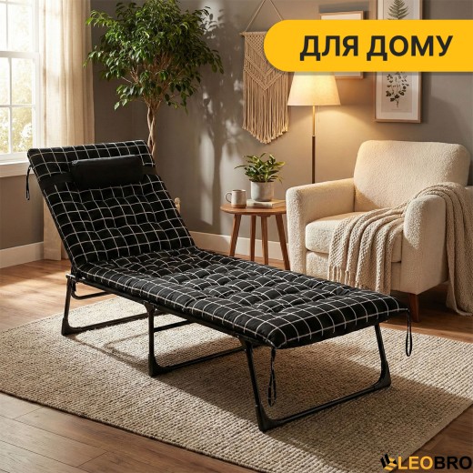 Раскладная кровать (раскладушка) с бархатным матрасом и подушкой LEOBRO (LB-FB-A3-PAT) - 5