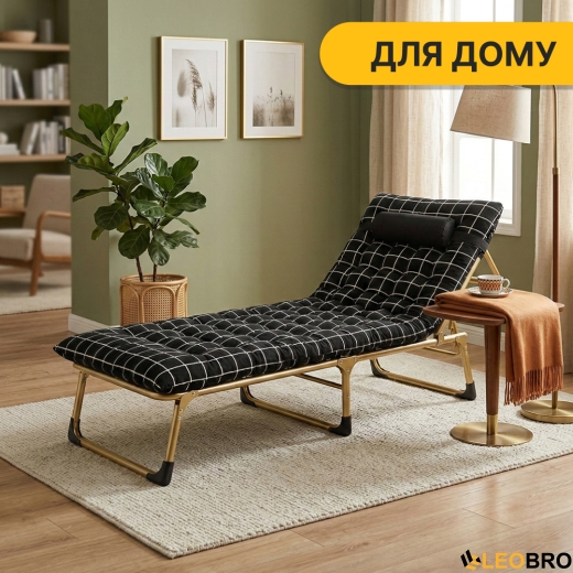 Розкладне ліжко (розкладачка) з оксамитовим матрацом і подушкою LEOBRO (LB-FB-B3-PAT) - 10