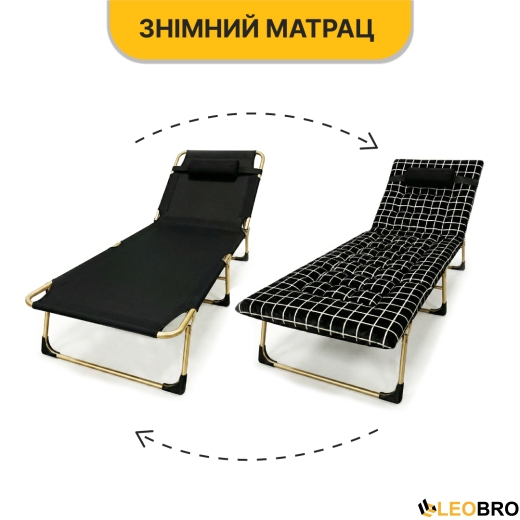 Розкладне ліжко (розкладачка) з оксамитовим матрацом і подушкою LEOBRO (LB-FB-B3-PAT) - 6