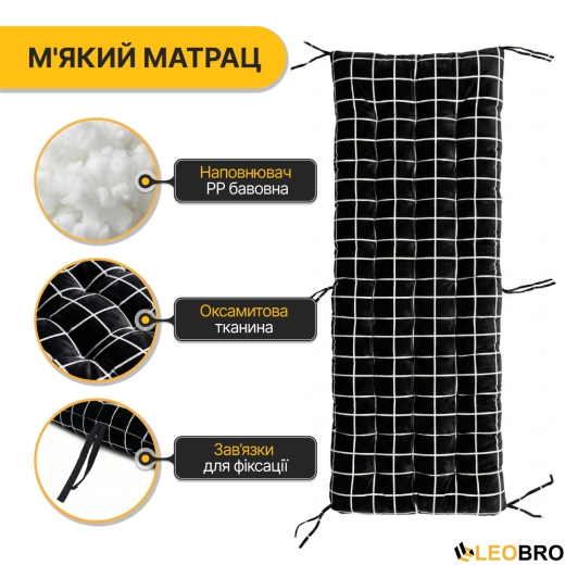 Розкладне ліжко (розкладачка) з оксамитовим матрацом і подушкою LEOBRO (LB-FB-B3-PAT) - 8