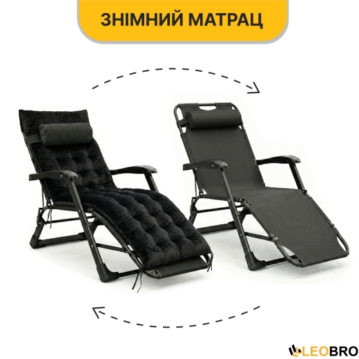 Раскладное кресло кровать с бархатным матрасом LEOBRO Black (LB-FCB-G4-BLK) - 12