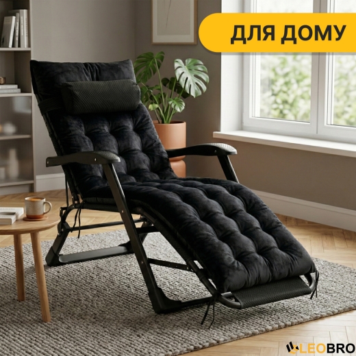 Раскладное кресло кровать с бархатным матрасом LEOBRO Black (LB-FCB-G4-BLK) - 13