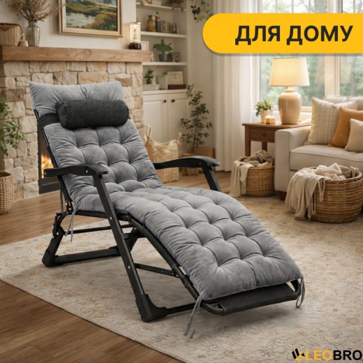 Раскладное кресло кровать с бархатным матрасом LEOBRO Grey (LB-FCB-G4-GRY) - 13