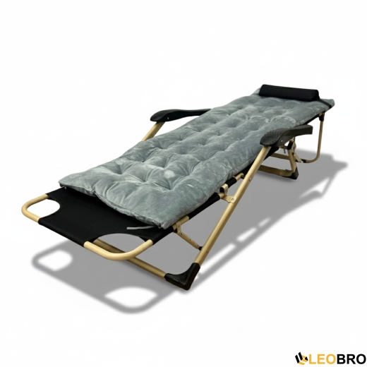 Розкладне крісло ліжко з оксамитовим матрацом LEOBRO Grey (LB-FCB-G5-GRY) - 3