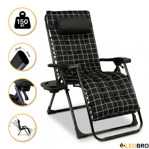 Раскладное кресло шезлонг LEOBRO Zero Gravity Premium Plus Velvet (LB-ZGC-K3-PAT) - 1