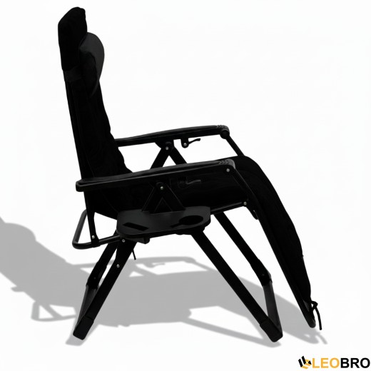 Раскладное кресло шезлонг LEOBRO Zero Gravity Premium Plus Black Velvet (LB-ZGC-K3-BLK) - 2