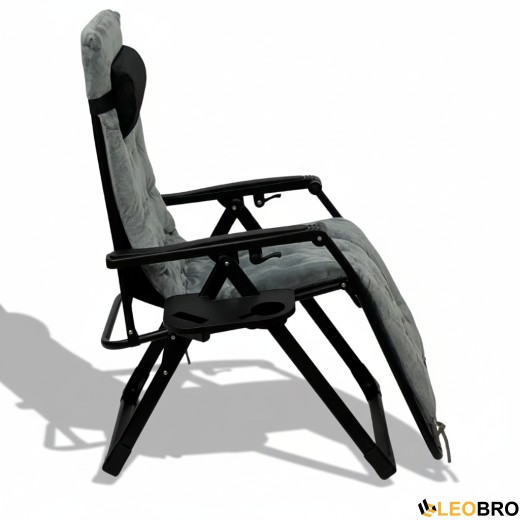 Розкладне крісло шезлонг LEOBRO Zero Gravity Premium Plus Grey Velvet (LB-ZGC-K3-GRY) - 4