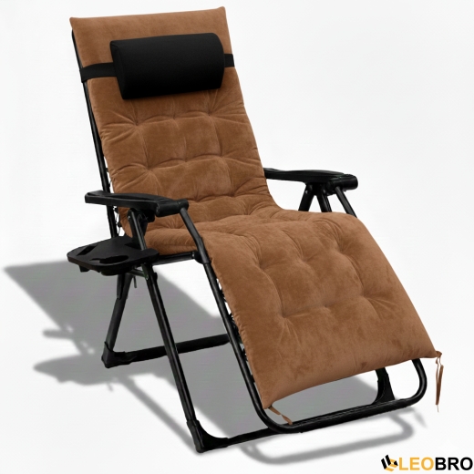 Крісло шезлонг LEOBRO Zero Gravity Premium Plus Brown Velvet (LB-ZGC-K3-BRN) - 2