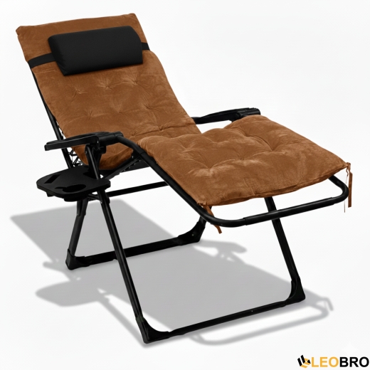 Крісло шезлонг LEOBRO Zero Gravity Premium Plus Brown Velvet (LB-ZGC-K3-BRN) - 3