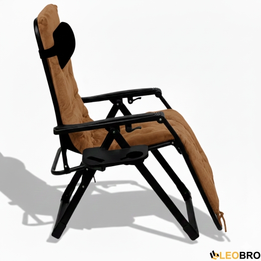Крісло шезлонг LEOBRO Zero Gravity Premium Plus Brown Velvet (LB-ZGC-K3-BRN) - 4