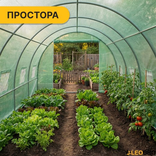 Усиленная садовая теплица парник LEOBRO Garden 24м2 Green (LB-G124-GRN) - 8