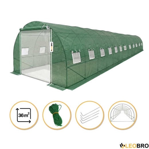 Посилена садова теплиця парник LEOBRO Garden 36м2 Green Mosquito Door (LB-G129-GRN) - 1