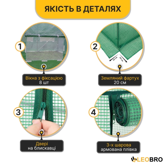 Плівка для теплиці LEOBRO 10м2 армована (LB-GC132-GRN) - 3