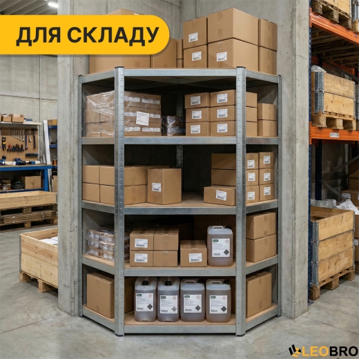 Стеллаж угловой LEOBRO Premium 180 х 90 х 40 см, 175кг/полка, 5 полок (LB-R123) - 8