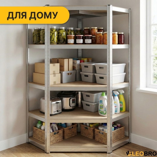 Стеллаж угловой LEOBRO Premium 180 х 90 х 40 см, 175кг/полка, 5 полок (LB-R123) - 9