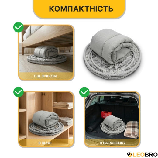 Підвісне плетене крісло-гойдалка LEOBRO Boho Deluxe XL 80 см Grey (LB-1113) - 6