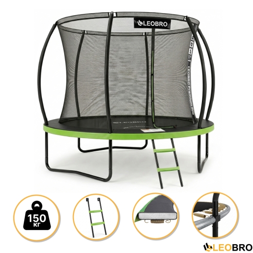Батут з внутрішньою захисною сіткою 312 см LEOBRO Premium Pro 10FT GREEN (LB-1100) - 1