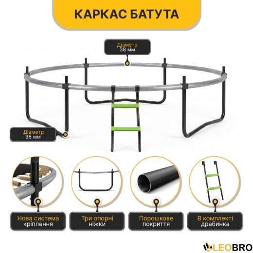 Батут с внутренней защитной сеткой 312 см LEOBRO Premium Pro 10FT GREEN (LB-1100) - 4