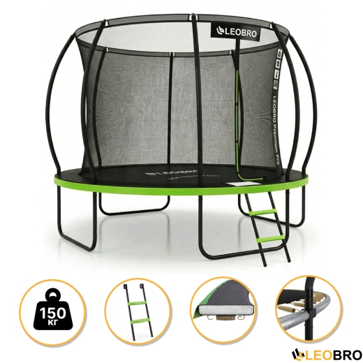 Батут з внутрішньою захисною сіткою 374 см LEOBRO Premium Pro 12FT GREEN (LB-1101) - 1