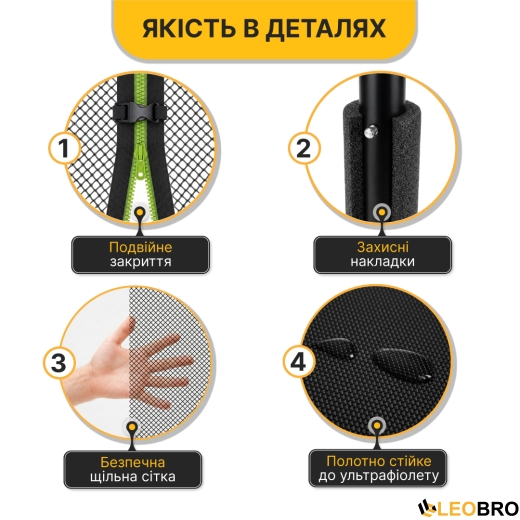 Батут с внутренней защитной сеткой 374 см LEOBRO Premium Pro 12FT GREEN (LB-1101) - 6