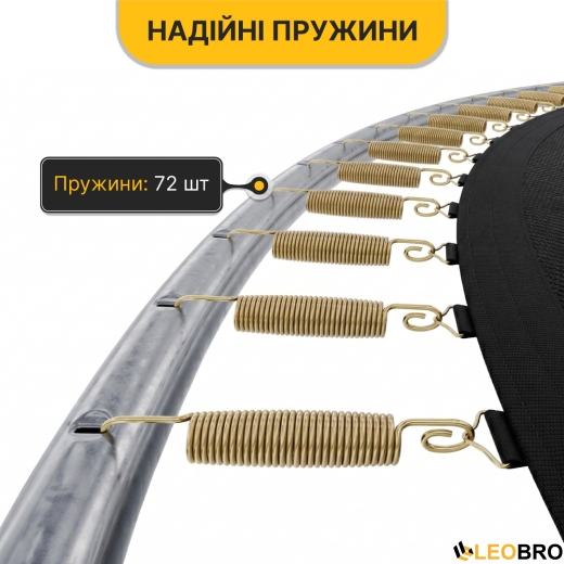 Батут с внутренней защитной сеткой 374 см LEOBRO Premium Pro 12FT GREEN (LB-1101) - 7
