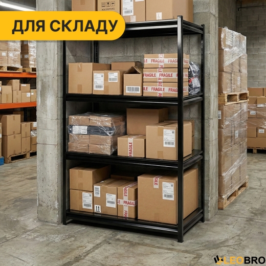Стелаж з металевими полицями LEOBRO 152 х 70 х 30 см, 175кг/полиця, 4 полиці (LB-R126) - 2