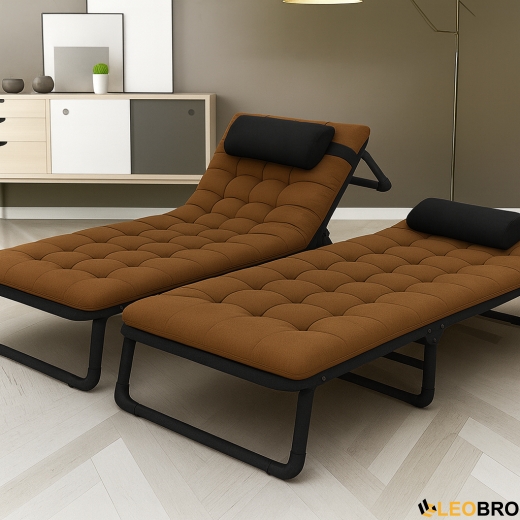 УЦІНКА! Розкладне ліжко (розкладачка) з матрацом і подушкою LEOBRO Brown (LB-FB-A1-BRN) - 1