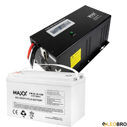 Комплект Volt Polska SINUS PRO 2400 W 12/230V 1600/2400W + Аккумулятор MAXX AGM VRLA 120Ah 12V - 1