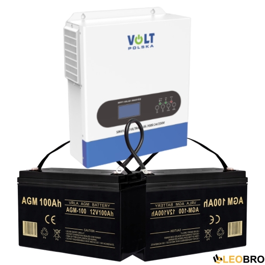 Комплект Volt Polska ULTRA PLUS 7000 24/230V (3500/7000W)  + 2 шт Акумулятор VOLT VRLA 100Ah 12V  - 1