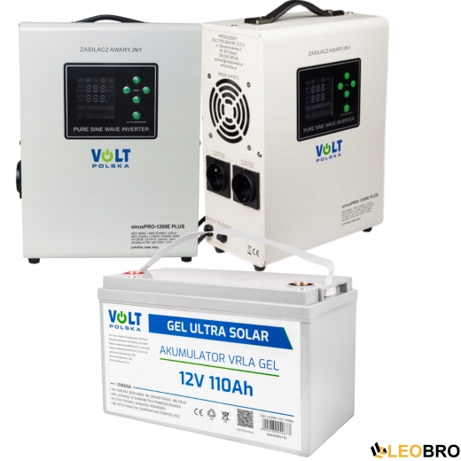 Комплект Volt Polska SINUS PRO 1200 E PLUS 12/230V 800/1200W + Аккумулятор GEL 12V 110 Ah - 1