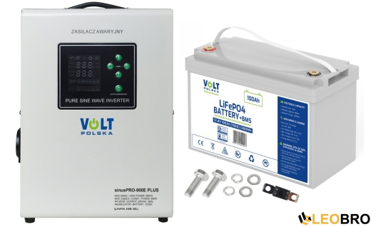 Аварійний комплект Volt Polska SINUS PRO 900 E PLUS 12/230V 600/900W + Акумулятор LiFePO4 12,8V 100 Ah - 1