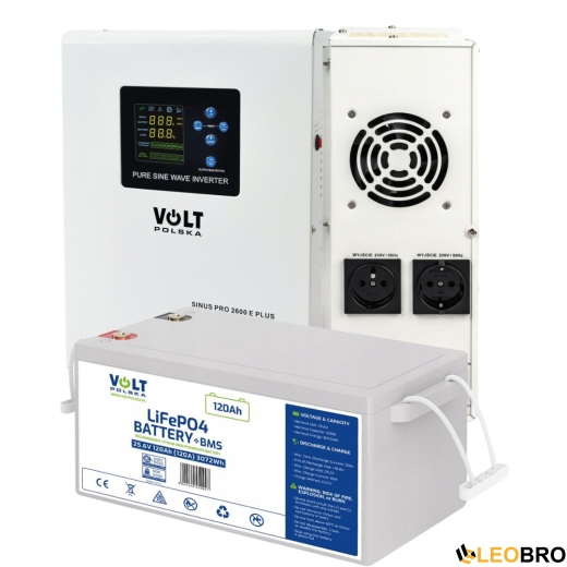 Аварийный комплект Volt Polska SINUS PRO 2600 E PLUS 24/230V 1800/2600W + Аккумулятор LiFePo4 25,6V 120 Ah - 1
