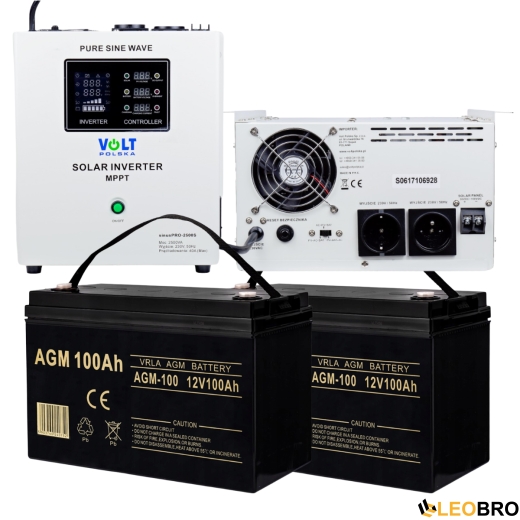Комплект Volt Polska SINUS PRO 2500 S 24/230V 1800/2500W + 2 шт Акумулятор VOLT AGM 100Ah 12V  - 1